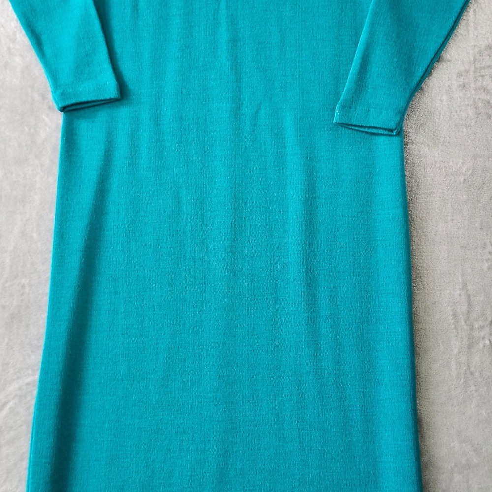 VTG I.K.C. Green Italian Orlandi Wool Blend Mock Neck Knit Sweater Dress M‎ New - Picture 16 of 16